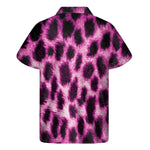 Hot Purple And Black Cheetah Print Men's Short Sleeve Shirt