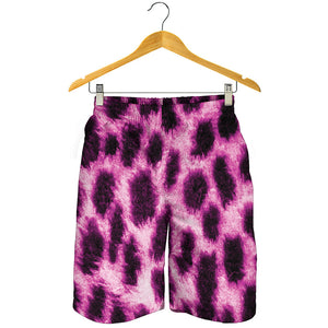 Hot Purple And Black Cheetah Print Men's Shorts