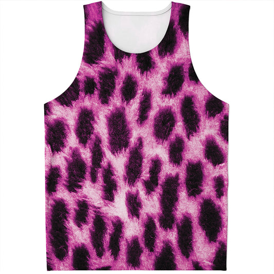 Hot Purple And Black Cheetah Print Men's Tank Top