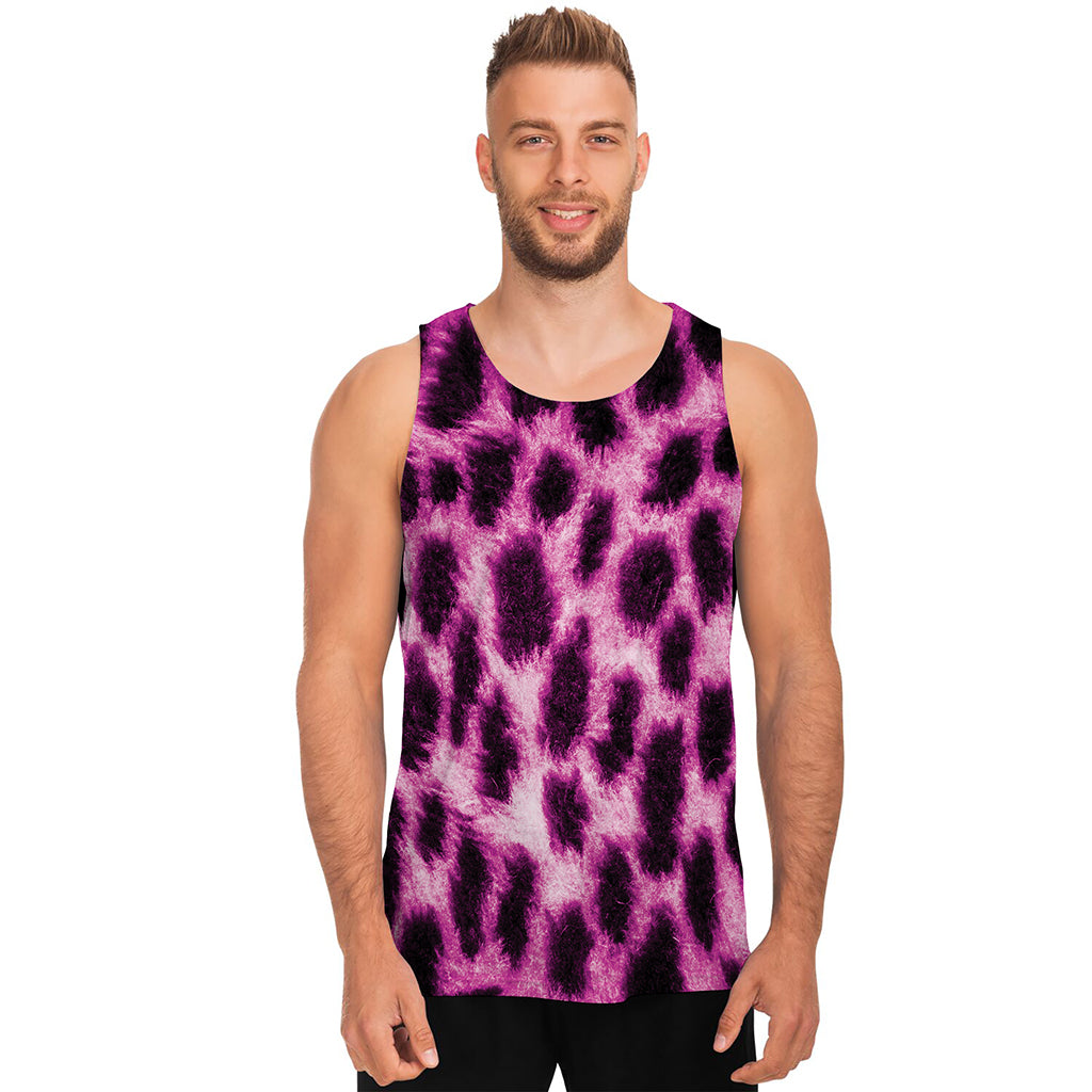 Hot Purple And Black Cheetah Print Men's Tank Top