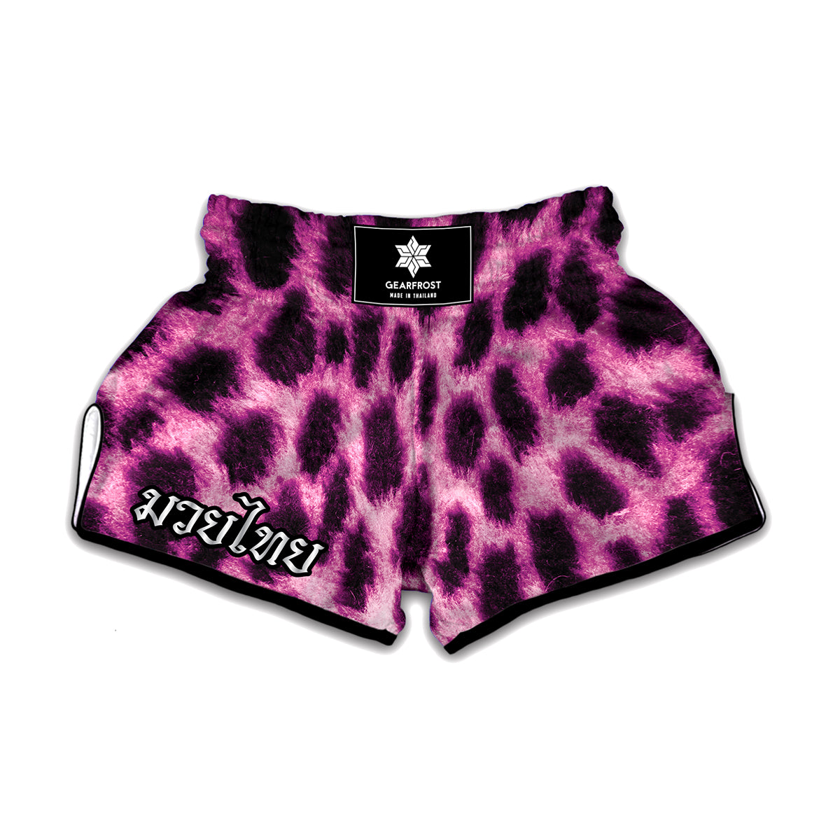 Hot Purple And Black Cheetah Print Muay Thai Boxing Shorts