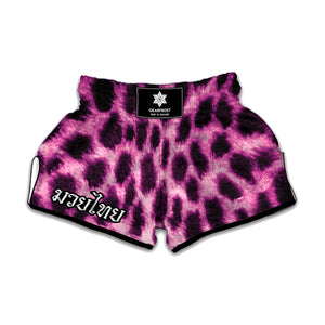 Hot Purple And Black Cheetah Print Muay Thai Boxing Shorts