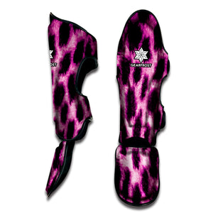 Hot Purple And Black Cheetah Print Muay Thai Shin Guard