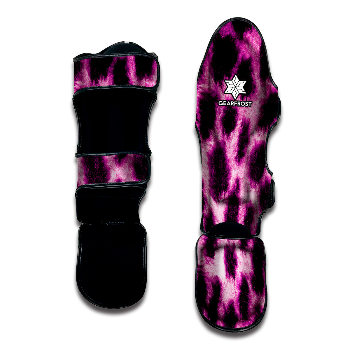 Hot Purple And Black Cheetah Print Muay Thai Shin Guard