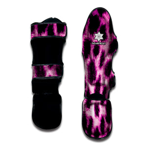 Hot Purple And Black Cheetah Print Muay Thai Shin Guard