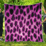 Hot Purple And Black Cheetah Print Quilt