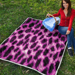 Hot Purple And Black Cheetah Print Quilt