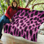 Hot Purple And Black Cheetah Print Quilt