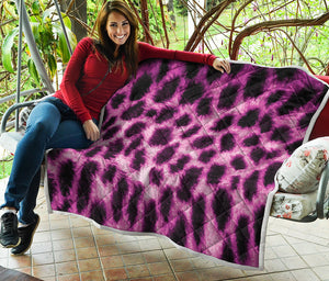 Hot Purple And Black Cheetah Print Quilt