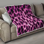 Hot Purple And Black Cheetah Print Quilt