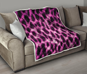 Hot Purple And Black Cheetah Print Quilt