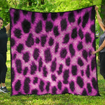 Hot Purple And Black Cheetah Print Quilt