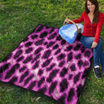 Hot Purple And Black Cheetah Print Quilt