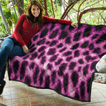 Hot Purple And Black Cheetah Print Quilt