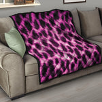 Hot Purple And Black Cheetah Print Quilt