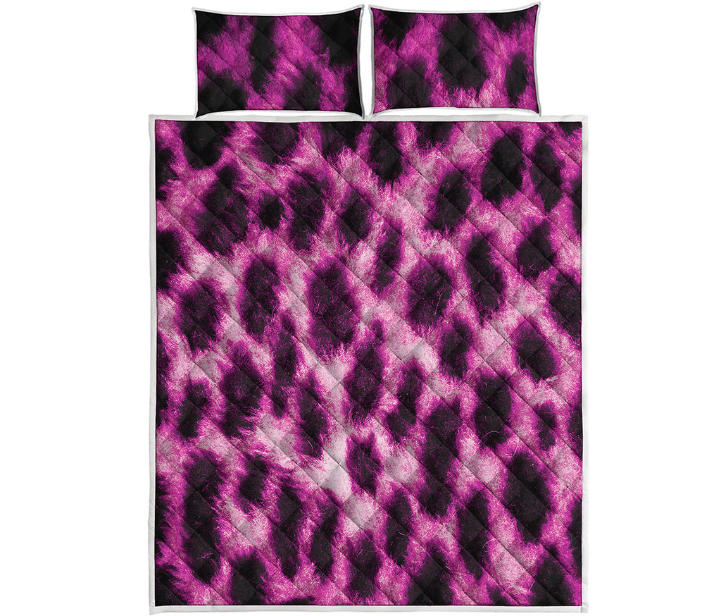 Hot Purple And Black Cheetah Print Quilt Bed Set