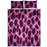 Hot Purple And Black Cheetah Print Quilt Bed Set