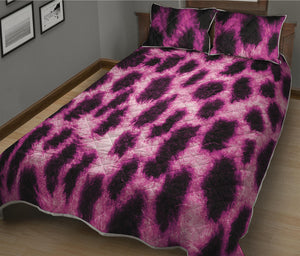 Hot Purple And Black Cheetah Print Quilt Bed Set