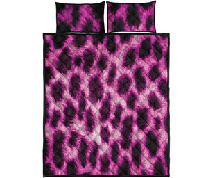 Hot Purple And Black Cheetah Print Quilt Bed Set