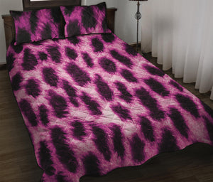 Hot Purple And Black Cheetah Print Quilt Bed Set