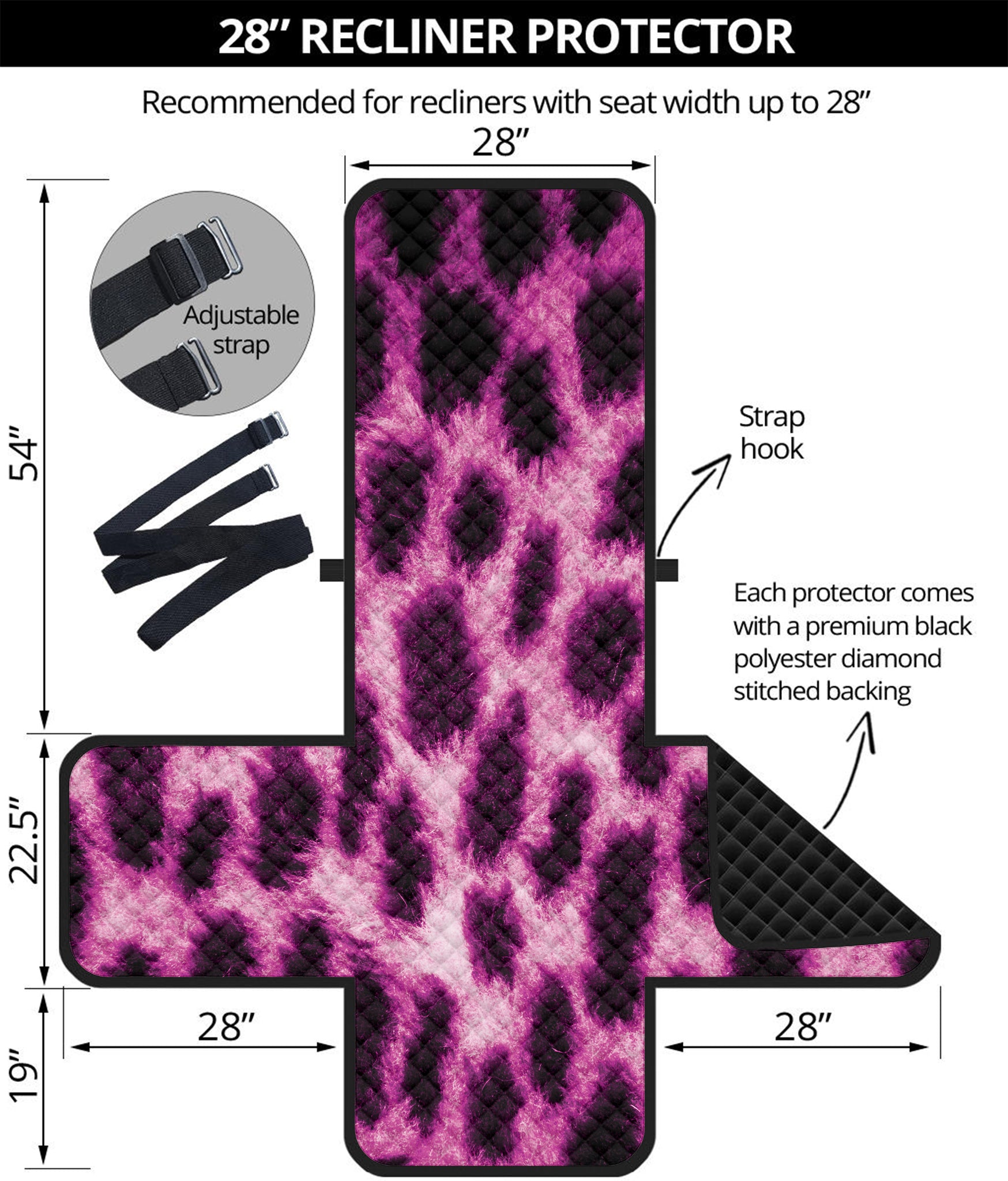 Hot Purple And Black Cheetah Print Recliner Protector