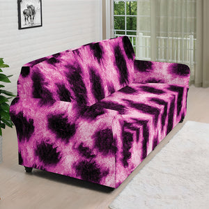 Hot Purple And Black Cheetah Print Sofa Cover