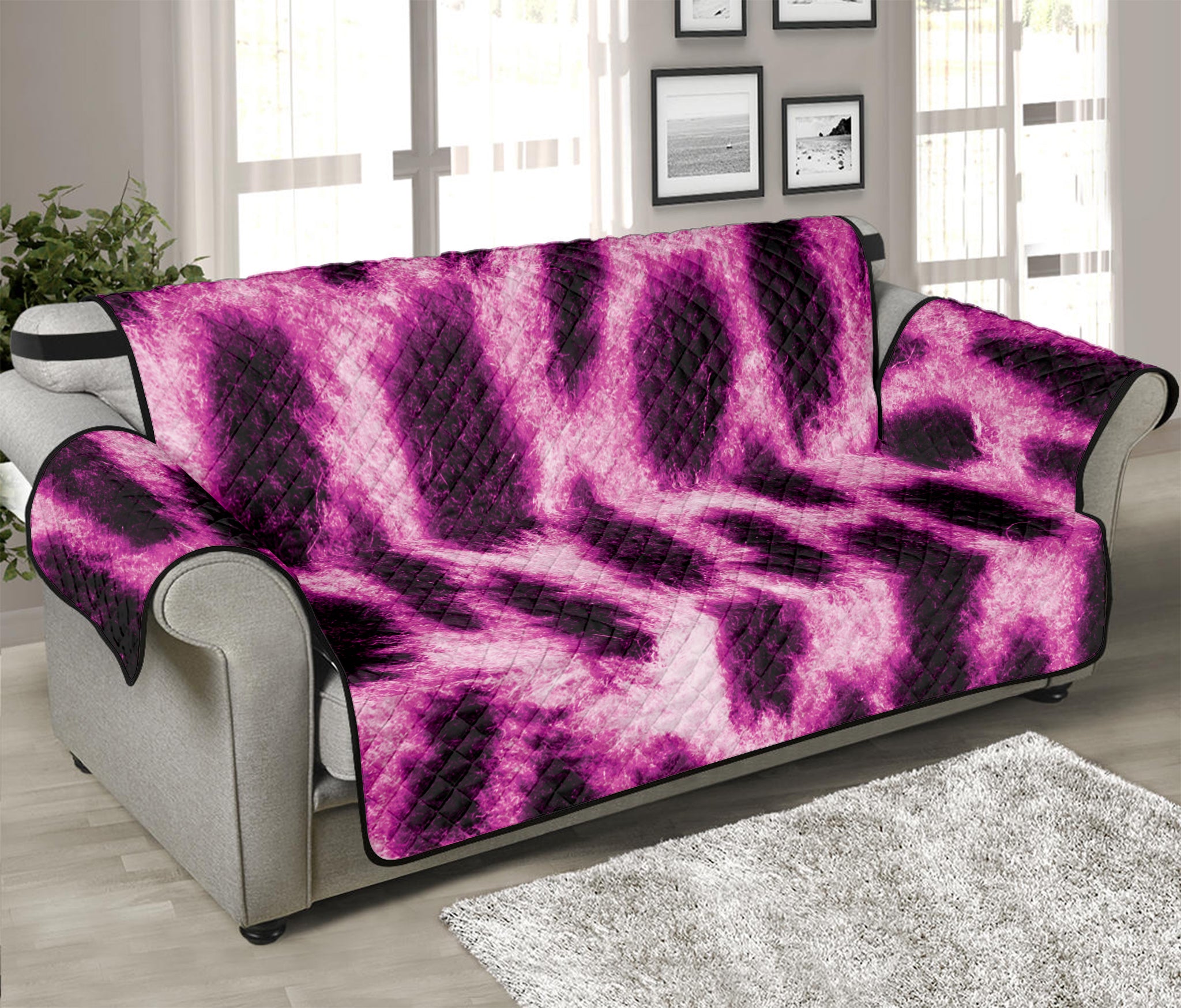 Hot Purple And Black Cheetah Print Sofa Protector