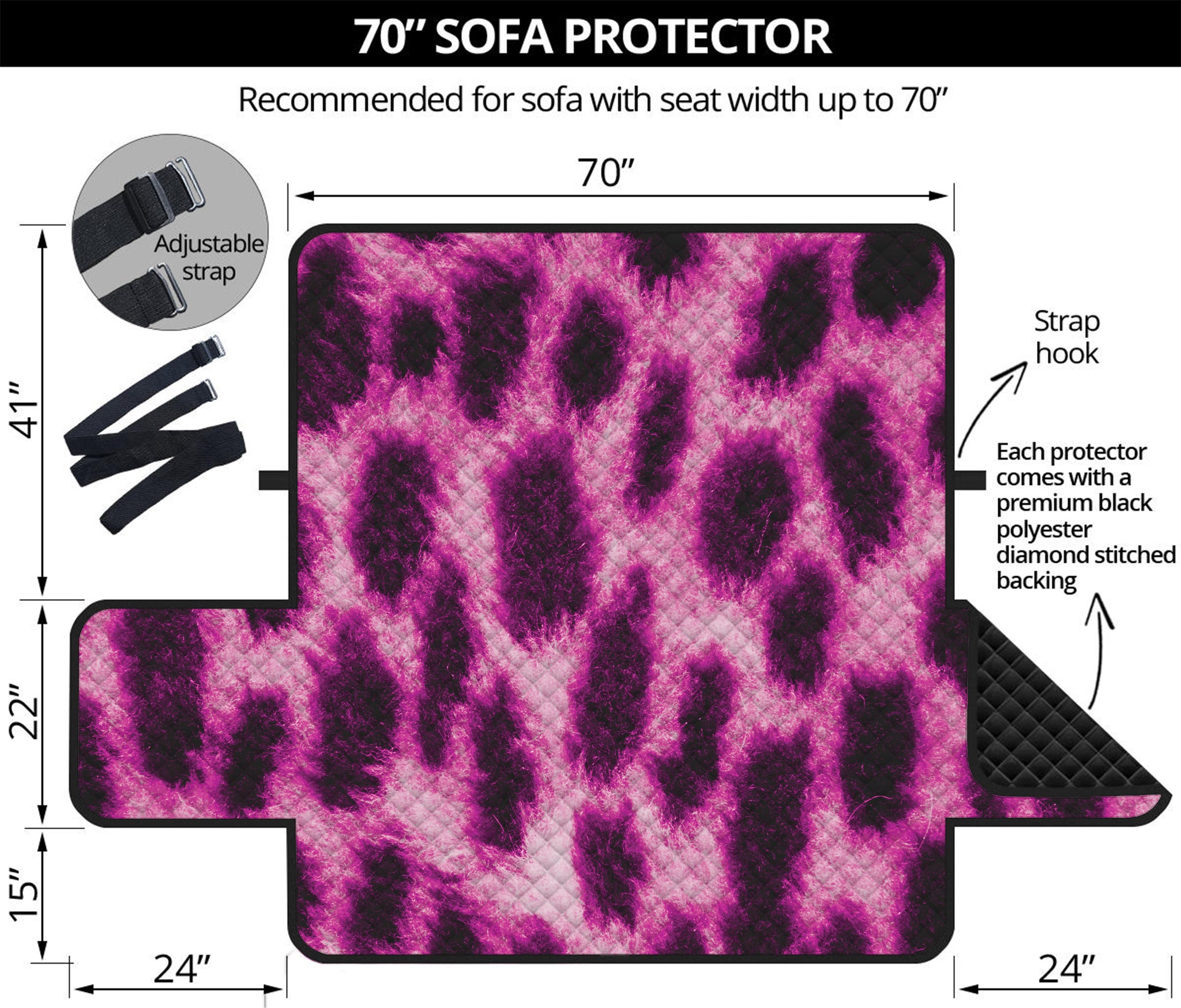 Hot Purple And Black Cheetah Print Sofa Protector