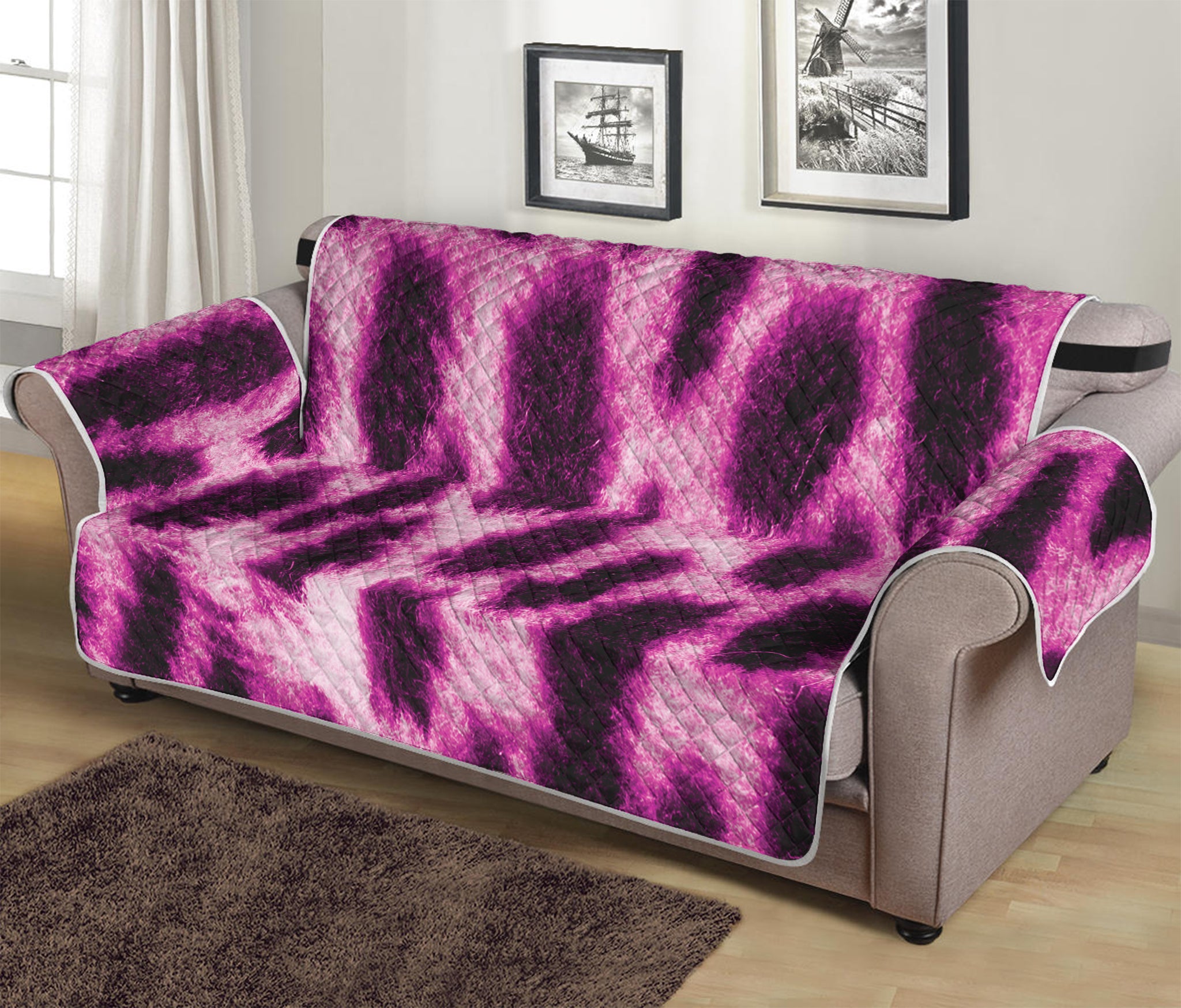 Hot Purple And Black Cheetah Print Sofa Protector