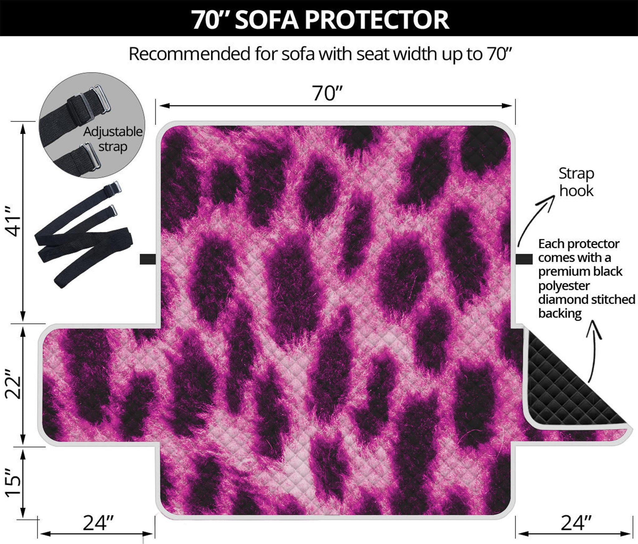 Hot Purple And Black Cheetah Print Sofa Protector