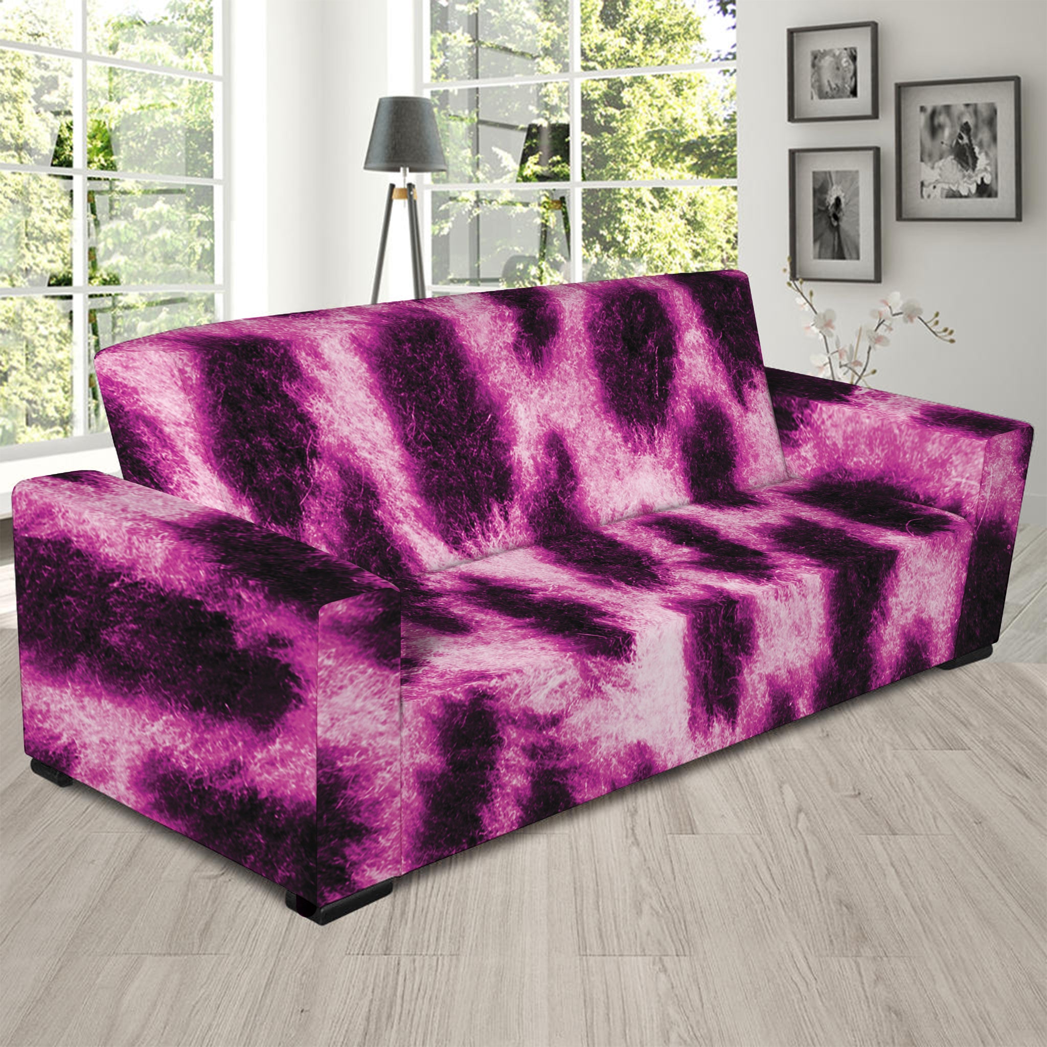 Hot Purple And Black Cheetah Print Sofa Slipcover