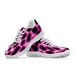 Hot Purple And Black Cheetah Print White Sneakers