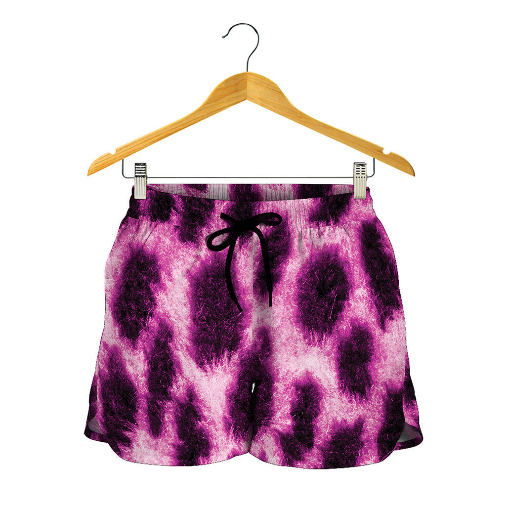 Hot Purple And Black Cheetah Print Women's Shorts