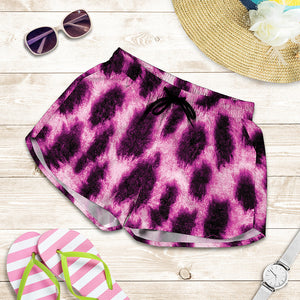 Hot Purple And Black Cheetah Print Women's Shorts