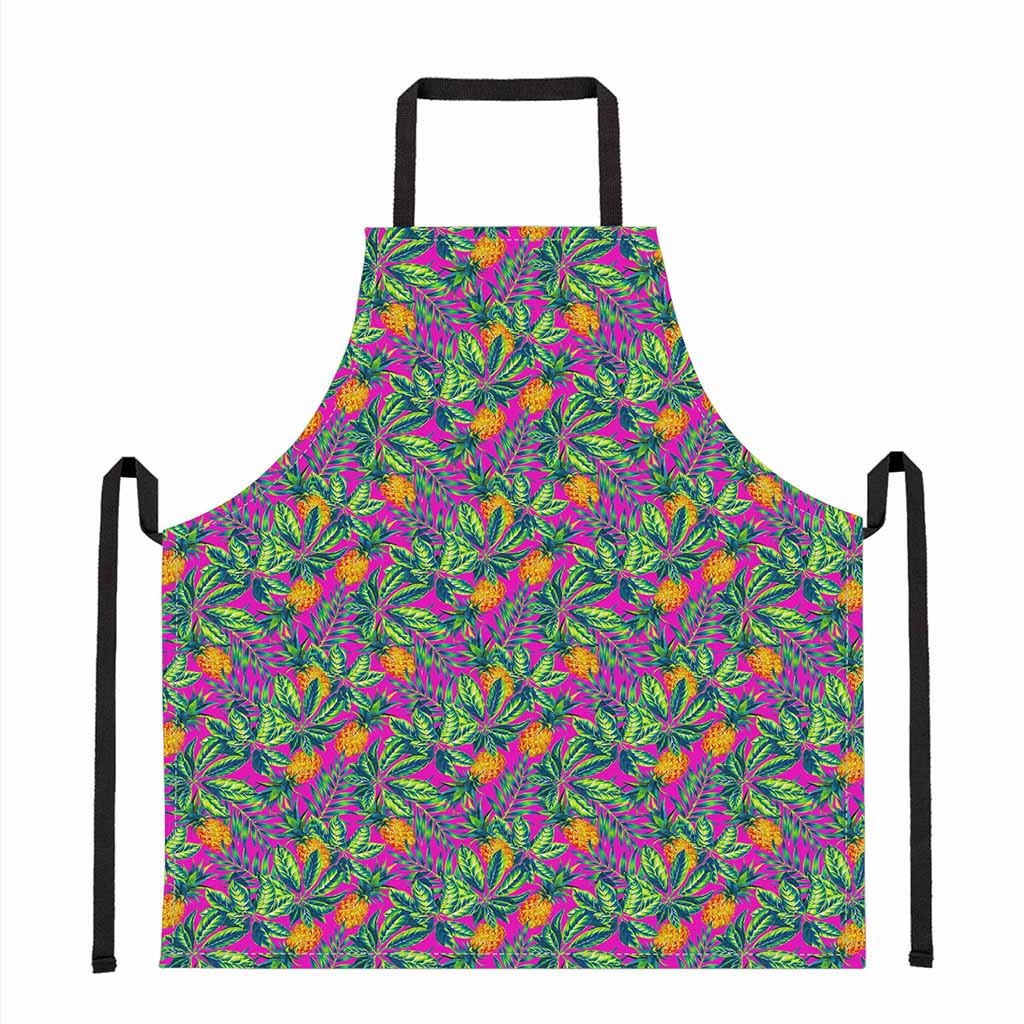 Hot Purple Pineapple Pattern Print Apron