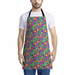 Hot Purple Pineapple Pattern Print Apron