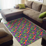 Hot Purple Pineapple Pattern Print Area Rug GearFrost