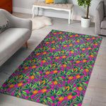 Hot Purple Pineapple Pattern Print Area Rug GearFrost