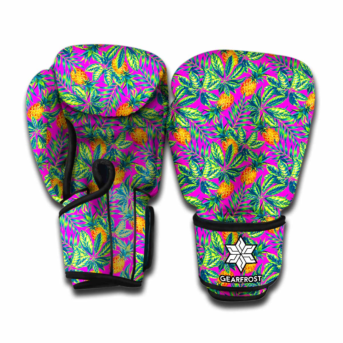 Hot Purple Pineapple Pattern Print Boxing Gloves