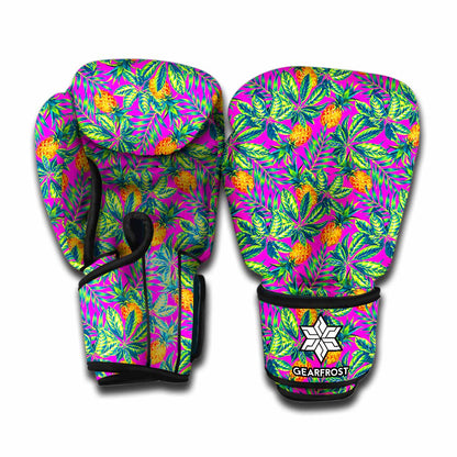 Hot Purple Pineapple Pattern Print Boxing Gloves