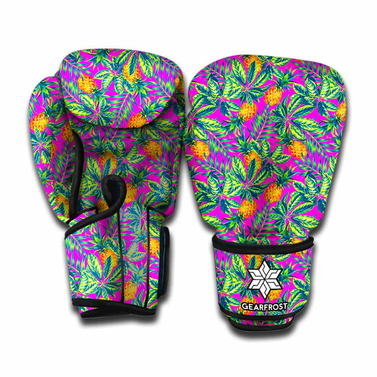 Hot Purple Pineapple Pattern Print Boxing Gloves