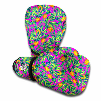 Hot Purple Pineapple Pattern Print Boxing Gloves