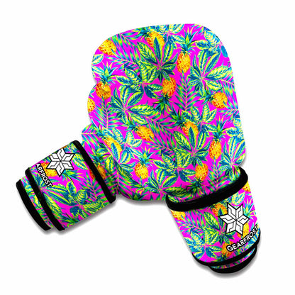 Hot Purple Pineapple Pattern Print Boxing Gloves