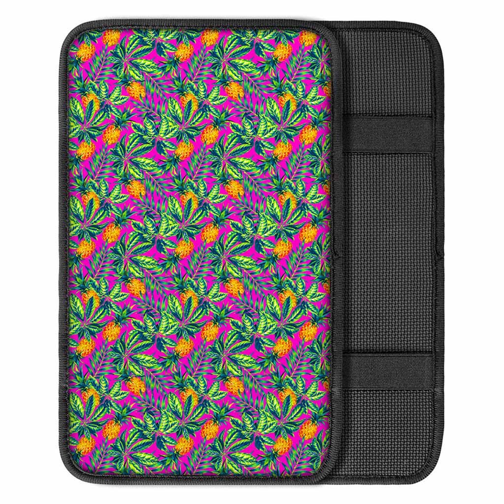 Hot Purple Pineapple Pattern Print Car Center Console Cover