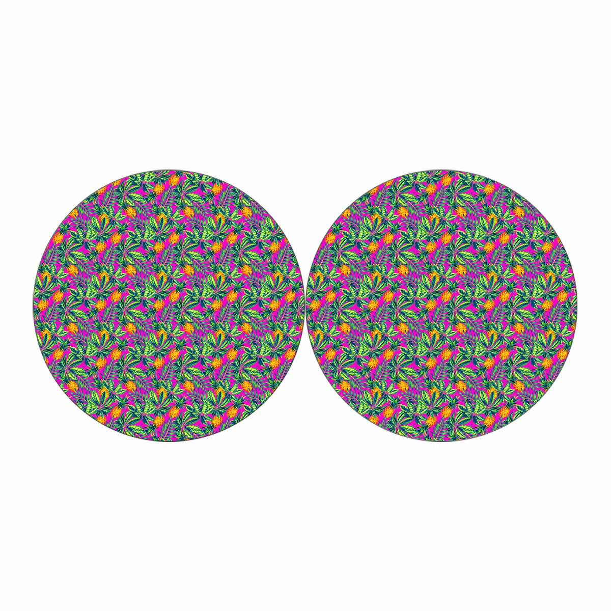 Hot Purple Pineapple Pattern Print Car Coasters