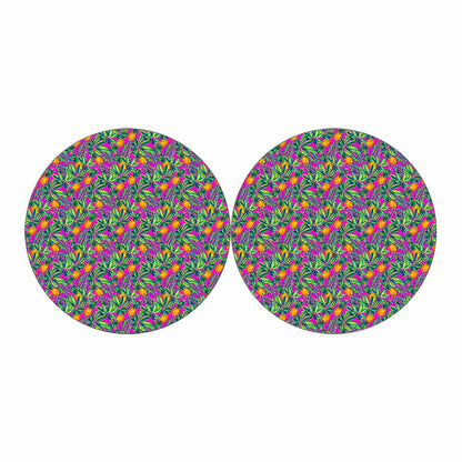 Hot Purple Pineapple Pattern Print Car Coasters