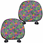 Hot Purple Pineapple Pattern Print Car Headrest Covers