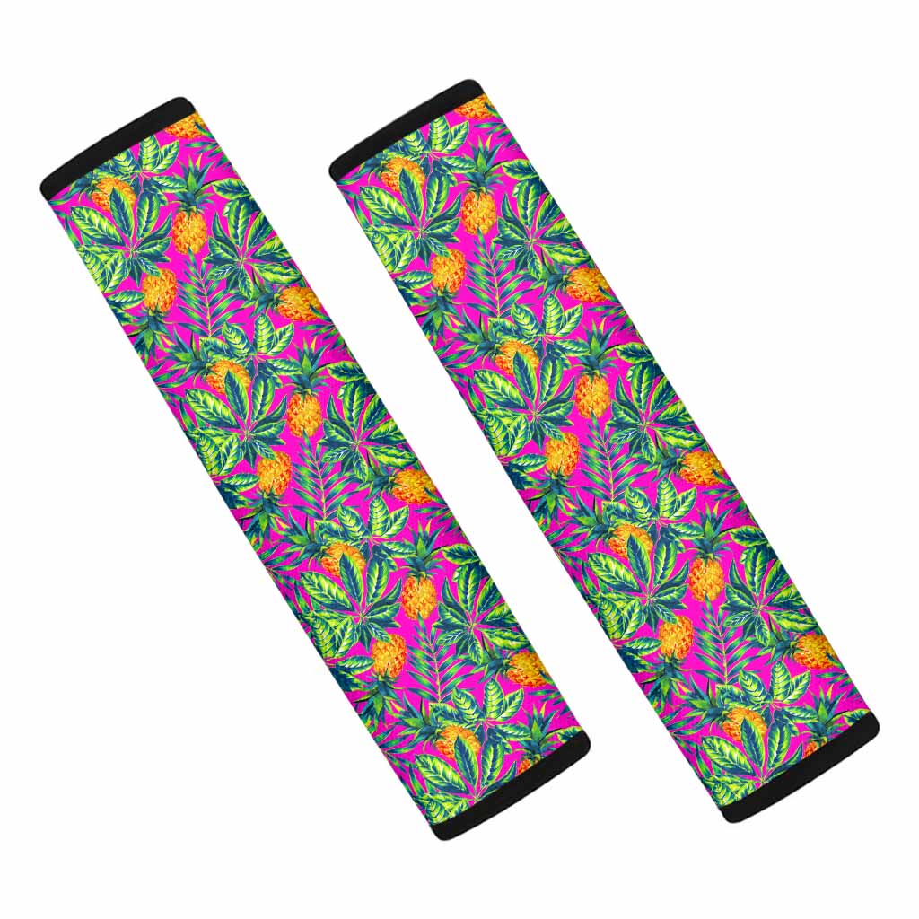 Hot Purple Pineapple Pattern Print Car Seat Belt Covers