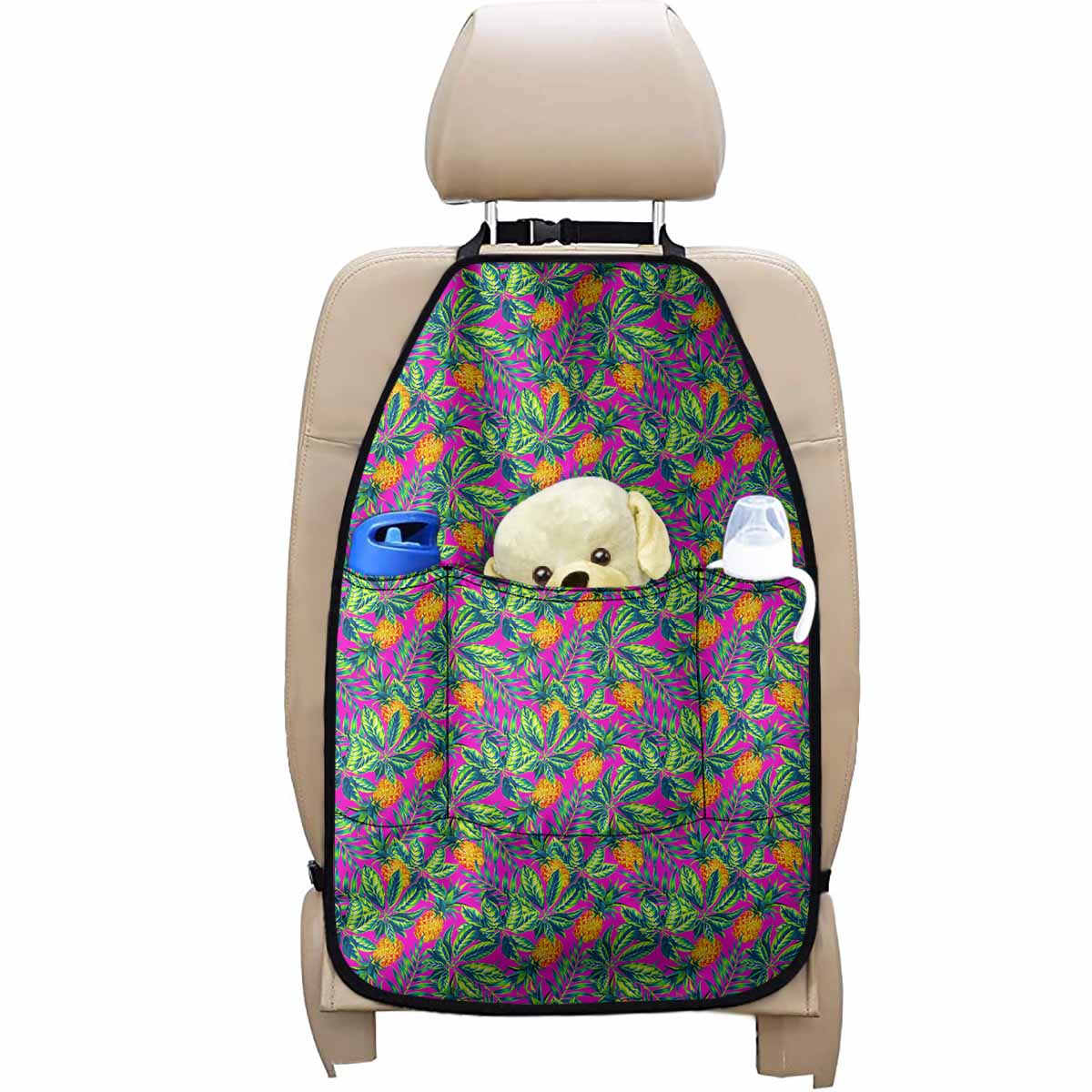 Hot Purple Pineapple Pattern Print Car Seat Organizers