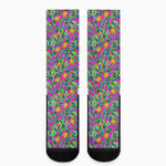 Hot Purple Pineapple Pattern Print Crew Socks